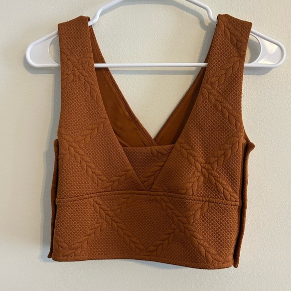 Maeve Anthropologie Pecan Brown Textured Cropped Vest Top XS - Picture 2 of 8